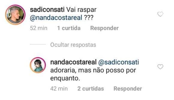 Nanda Costa revela desejo por raspar o cabelo