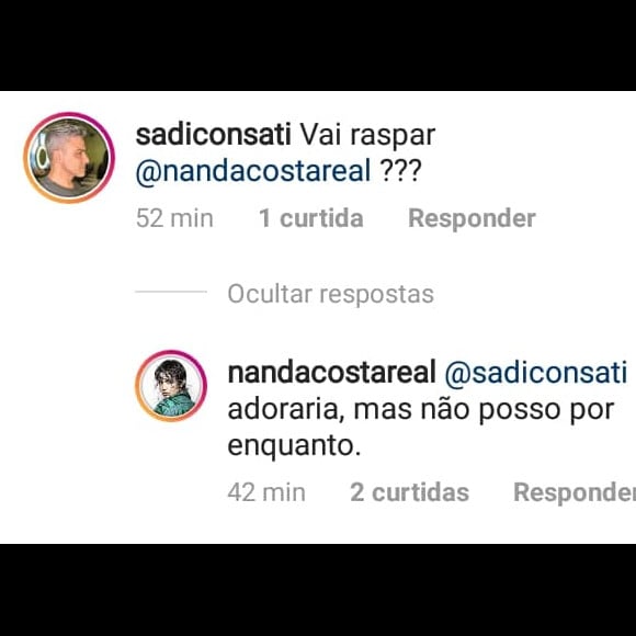 Nanda Costa revela desejo por raspar o cabelo