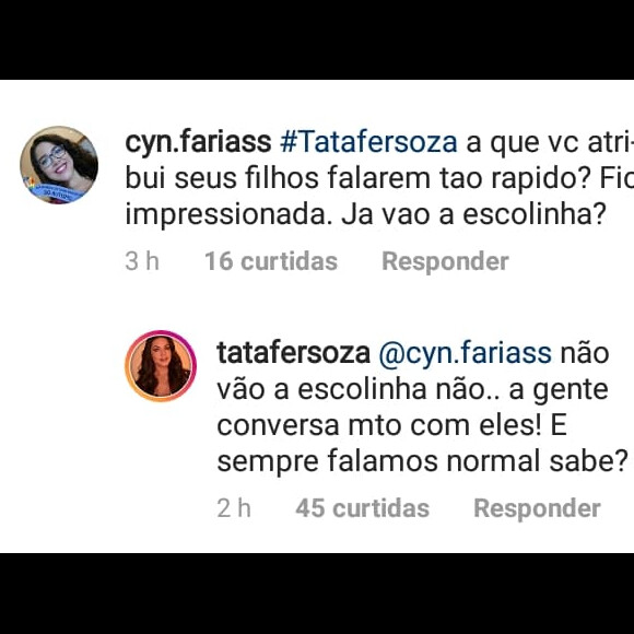 Thais Fersoza responde seguidora sobre evolução dos filhos