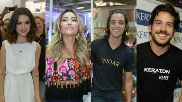 Manu Gavassi, Sabrina Sato e Rodrigo Simas causam tumulto em evento de beleza