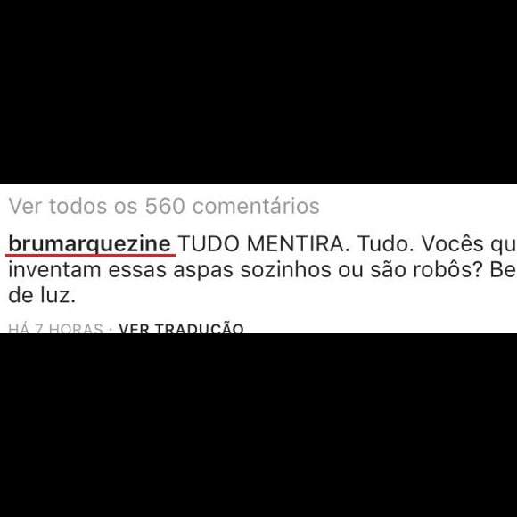 Bruna Marquezine posta comentário no Instagram e diz que não houve reaproximação com Neymar