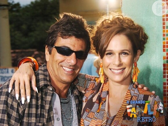 Andréa Beltrão e o ator Evandro Mesquita em bastidores do último capítulo de 'A Grande Família'