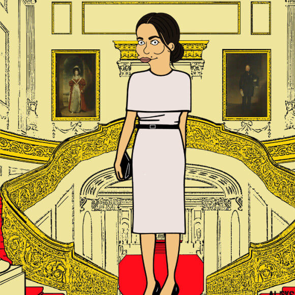 'Meghan Markle' versão Simpson também apareceu com o look Givenchy com o qual a duquesa saiu pela primeira vez só com a Rainha Elizabeth