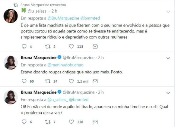 Bruna Marquezine respondeu Twitts de seguidores e se irritou com críticas