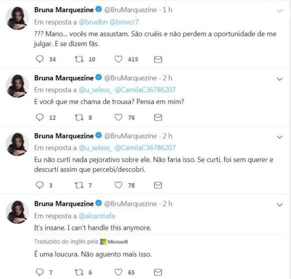 Bruna Marquezine chegou a bloquear alguns seguidores