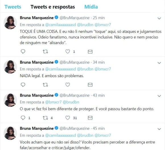 Depois de um tempo, Bruna Marquezine apagou os tweets