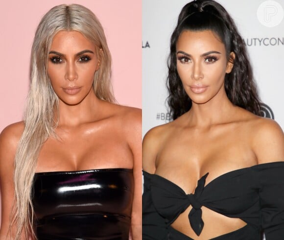 Agora exibindo cabelos escuros, Kim Kardashian já investiu no cabelo loiro acizentado