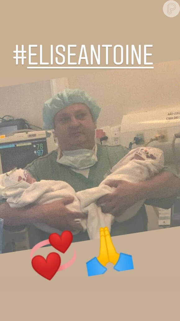 Elise e Antoine, filhos gêmeos de Erick Jacquin e Rosangela Jacquin nasceram no final de 2018