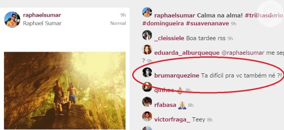 Bruna Marquezine já havia comentado foto de Raphael Sumar no Instagram