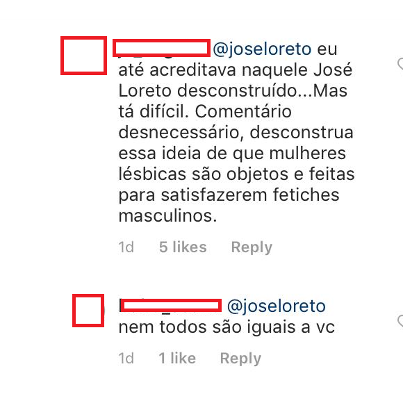 José Loreto recebe resposta de fãs ao comentar em foto de Fernanda de Freitas