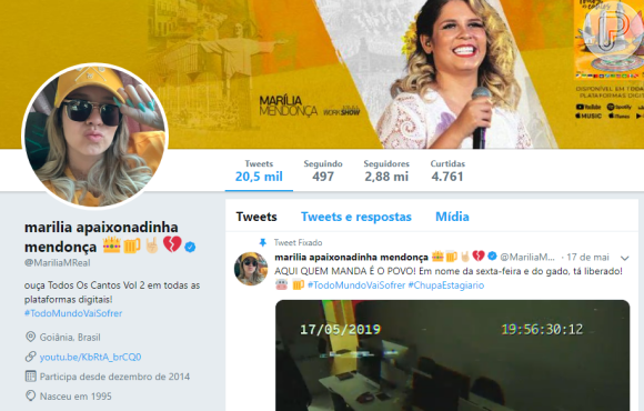 Marilia Mendonça troca nome do Twitter após assumir namoro