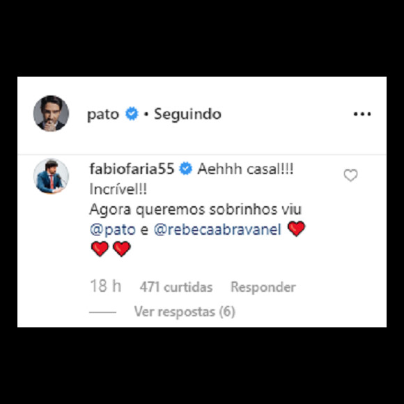 Fabio Faria deixa mensagem para a cunhada, Rebeca Abravanel, e Alexandre Pato