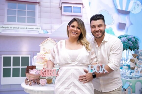 Marilia Mendonça e Murilo Huff fizeram chá revelação do primeiro filho