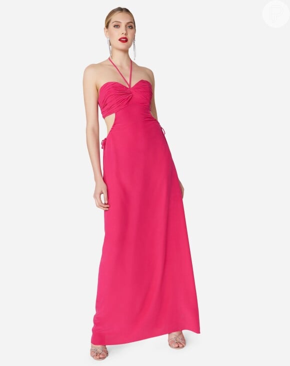 Vestido de festa online: em seda cor de rosa, da Amaro, R$ 189