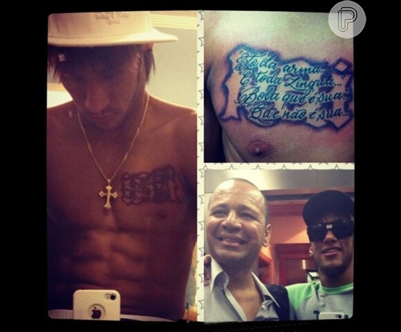 Em homenagem ao pai, Neymar fez uma tatuagem no peito