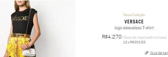 Blusa Versace escolhida por Andressa Suita pode ser comprada no Brasil por R$ 4.270