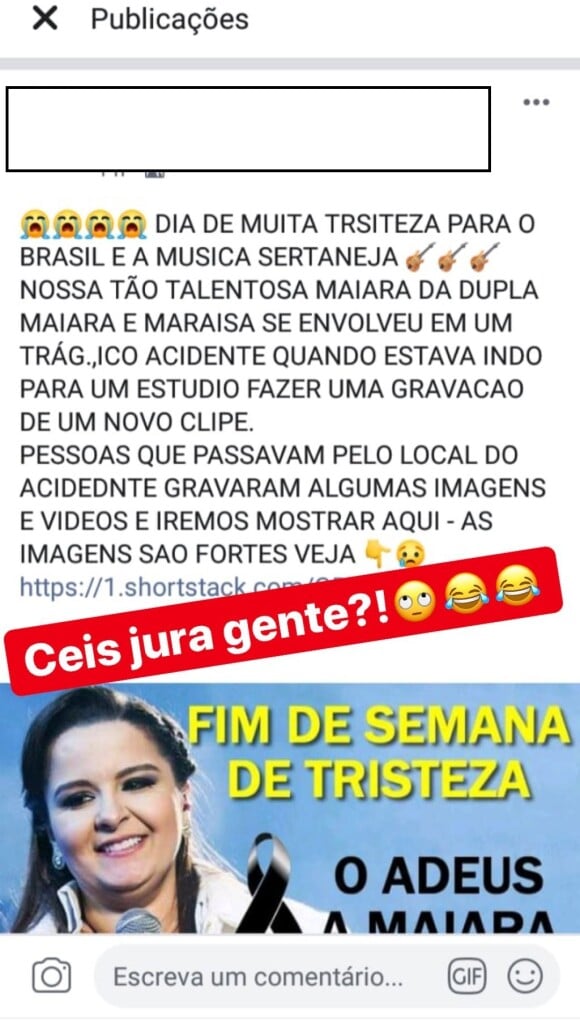 Fãs de Maiara lamentam morte da cantora neste domingo, dia 15 de setembro de 2019