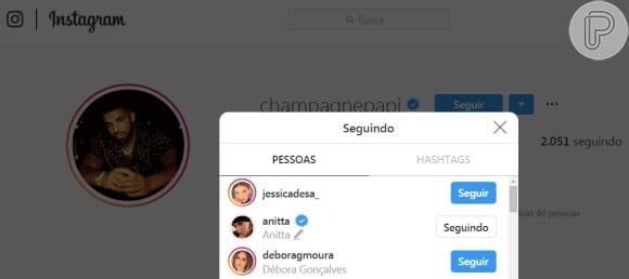 Drake passou a seguir Anitta e suas amigas no Instagram
