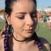 Sombra e delineado lilás para combinar com o cabelo roxo do Rock in Rio