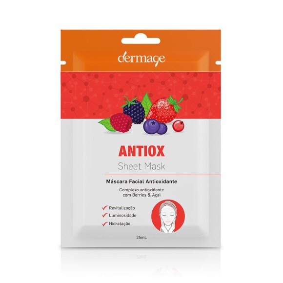 
A máscara facial Antiox da Dermage possui extratos de Blueberry, Raspeberry e Açaí, que revitalizam, hidratam e iluminam a pele. Custa 19,90 no site da marca





