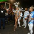  Rainha de bateria da Vila Isabel, Aline Riscado entrou na avenida com fantasia de Columbina nesta segunda-feira, 24 de fevereiro de 2020  