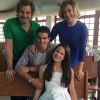 Edson Celulari e Claudia Raia posaram juntos ao lado dos filhos, Enzo e Sophia