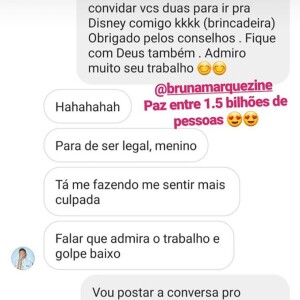 Bruna Marquezine conversa com Felipe Prior por direct no Instagram