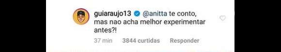 Gui Araújo responde pergunta de Anitta com convite