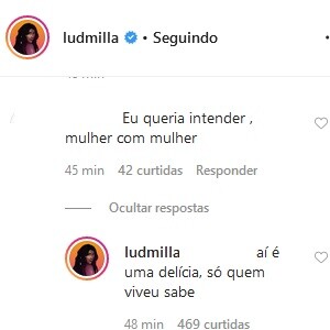 Ludmilla e a namorada, Brunna Gonçalves, reagiram após alfinetada por relacionamento