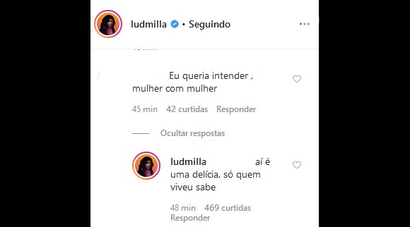 Ludmilla e a namorada, Brunna Gonçalves, reagiram após alfinetada por relacionamento