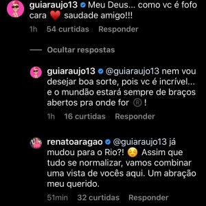 Renato Aragão ganha mensagem carinhosa de Gui Araújo, seu amigo e namorado de Anitta