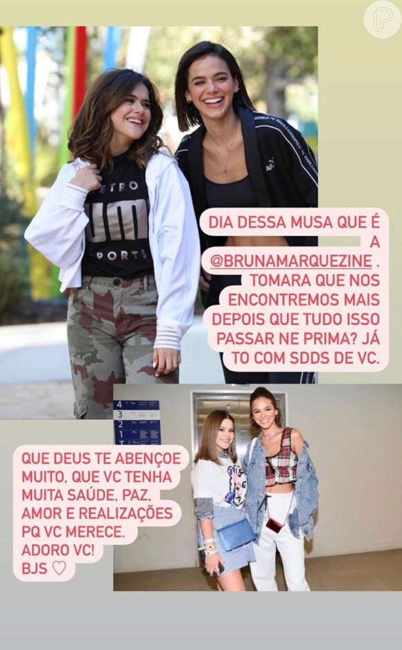 Maisa Silva lembra momentos com Bruna Marquezine e festeja 25 anos da atriz no Instagram