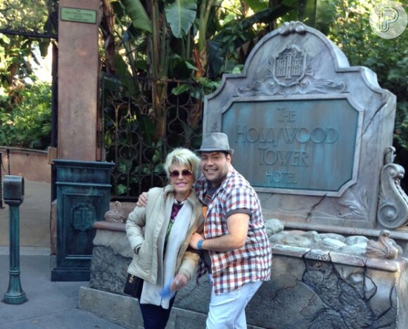 Ana Maria Braga grava para o programa 'Mais Você' na Disney com Tiago Abravanel, em 3 de novembro de 2014