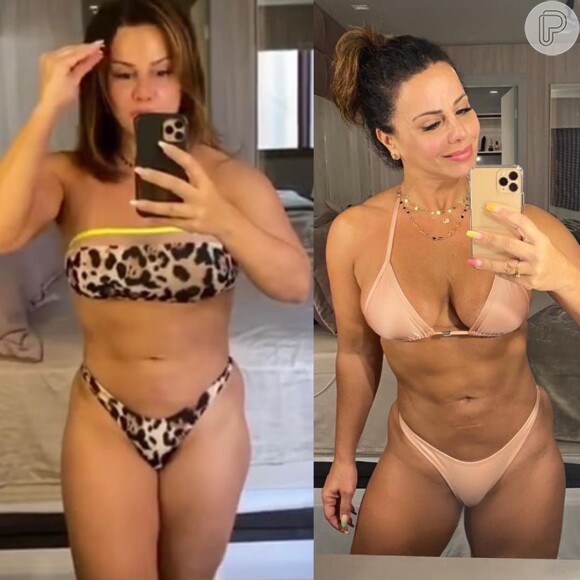 De biquíni, Viviane Araujo mostra antes e depois de detox de um mês