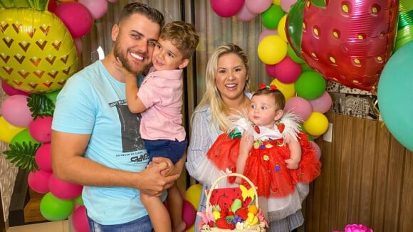 Fofura! Zé Neto e Natália Toscano festejam 6º mês da filha, Angelina, com tema de frutas