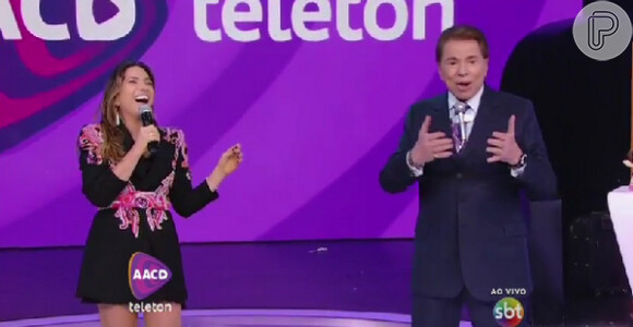 Patricia Abravanel e Silvio Santos apresentaram o 'Teleton'