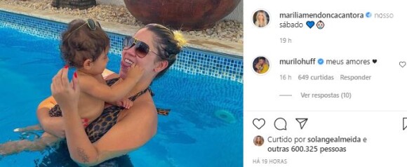 Murilo Huff comenta foto de Marília e Léo na piscina