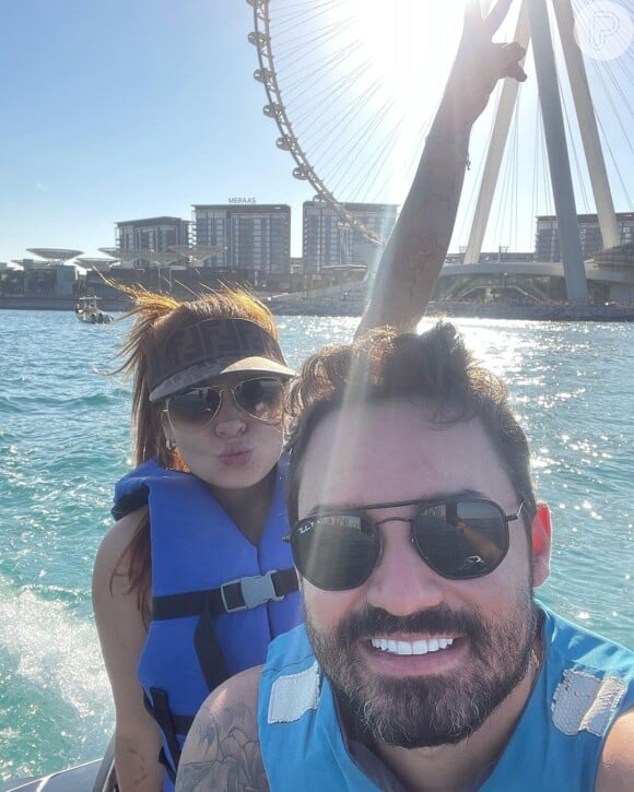 Fernando Zor e Maiara estão passando alguns dias em Dubai em uma viagem romântica