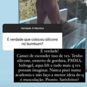 Juju Salimeni responde perguntas sobre corpo no Instagram