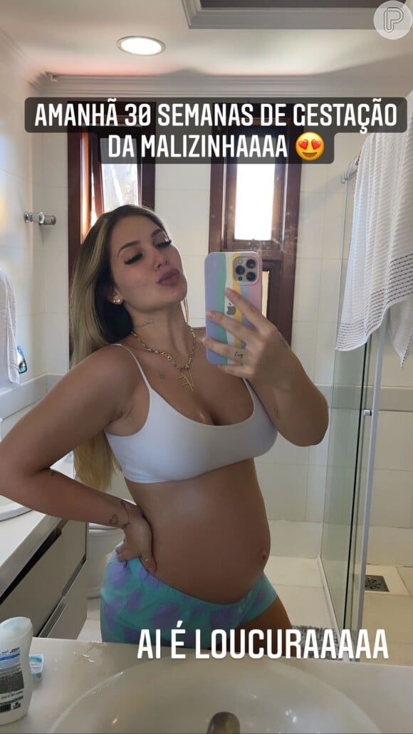 Virgínia Fonseca exibiu barriga de 8 meses de gravidez: 'Loucura!'