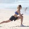 Bianca Rinaldi costuma se exercitar na praia nos dias de folga