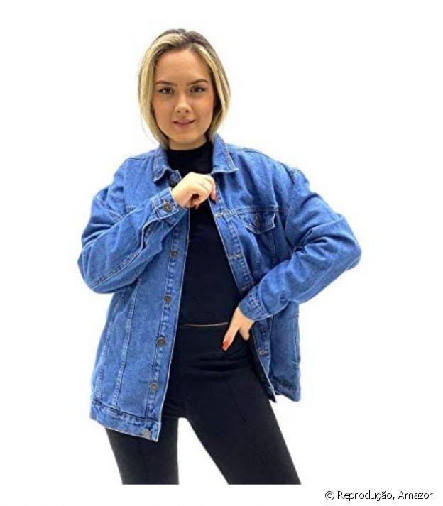 Jaqueta oversized jeans feminina, Hering