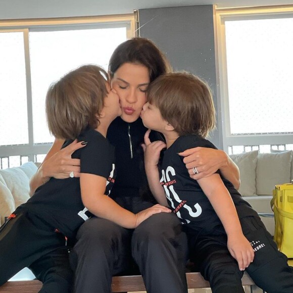 Andressa Suita chamou atenção pelo crescimento dos filhos - Gabriel (3 anos) e Samuel (2 anos) - em foto