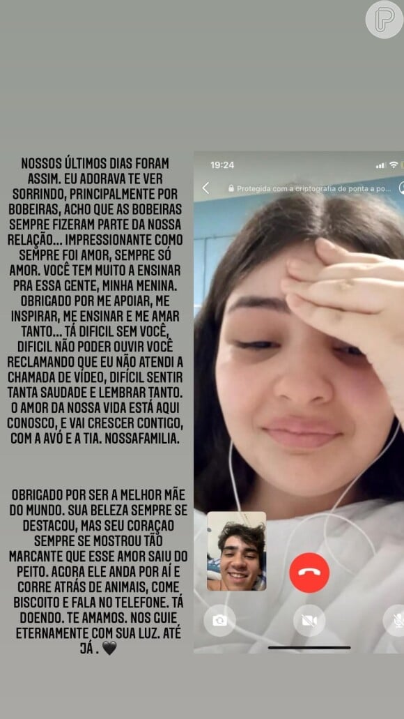 João Fernandes postou print de conversa de vídeo com a ex-mulher, Mabel Calzolari