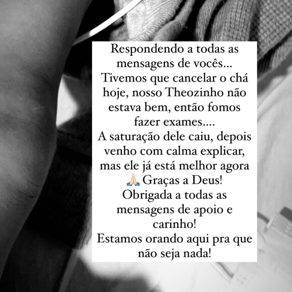 Mulher de Sorocaba, Biah Rodrigues contou que o filho, Theo, foi internado
