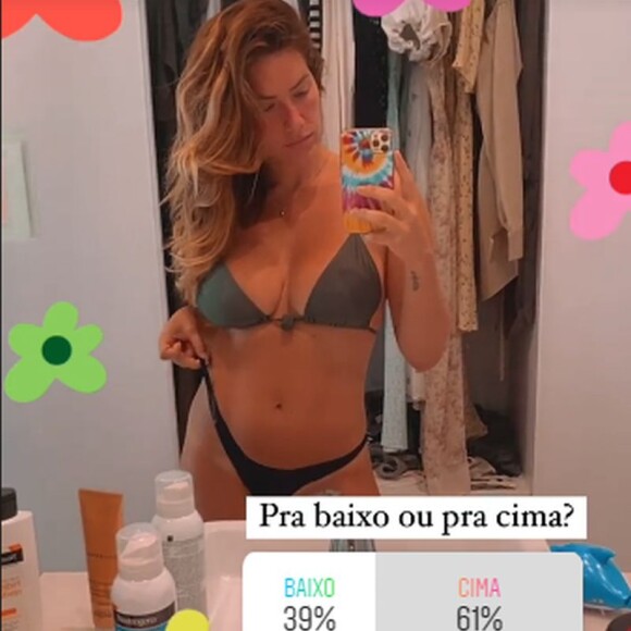 Giovanna Ewbank estava em dúvida se o biquíni deveria ser colocado pra baixo ou pra cima, no estilo asa-delta