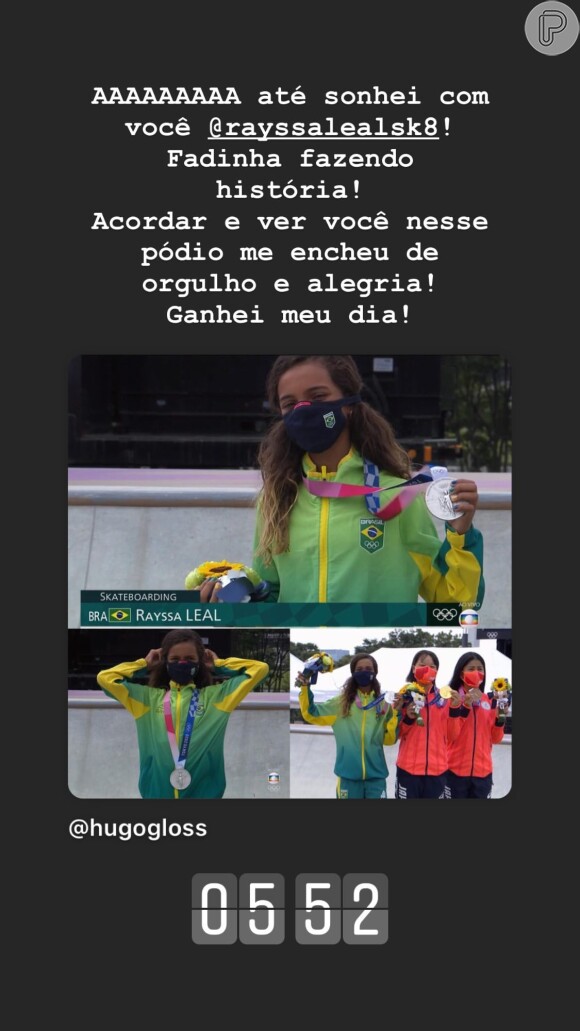 Bruna Marquezine parabeniza Rayssa Leal, a Fadinha do skate que venceu medalha nas Olimpíadas aos 13 anos de idade