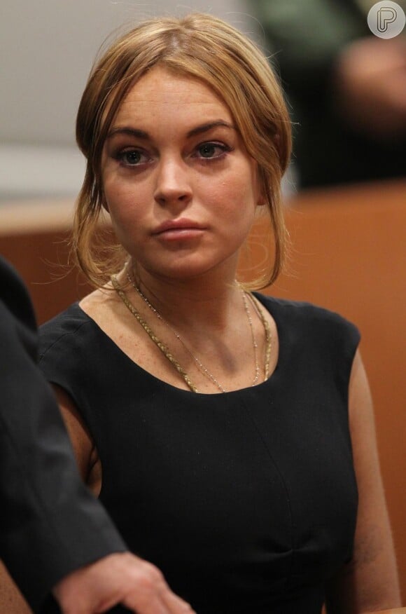Lindsay Lohan assustada durante audiência, em 30 de janeiro de 2013