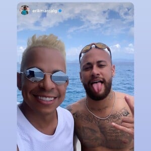 Neymar também fez stories do passeio, mas apenas repostando uma imagem de um amigo