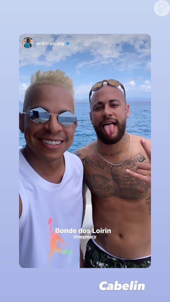 Neymar também fez stories do passeio, mas apenas repostando uma imagem de um amigo